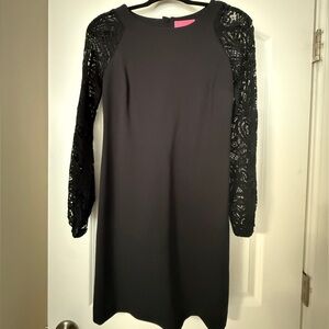 Lilly Pulitzer Black Dress with Lace Sleeves
